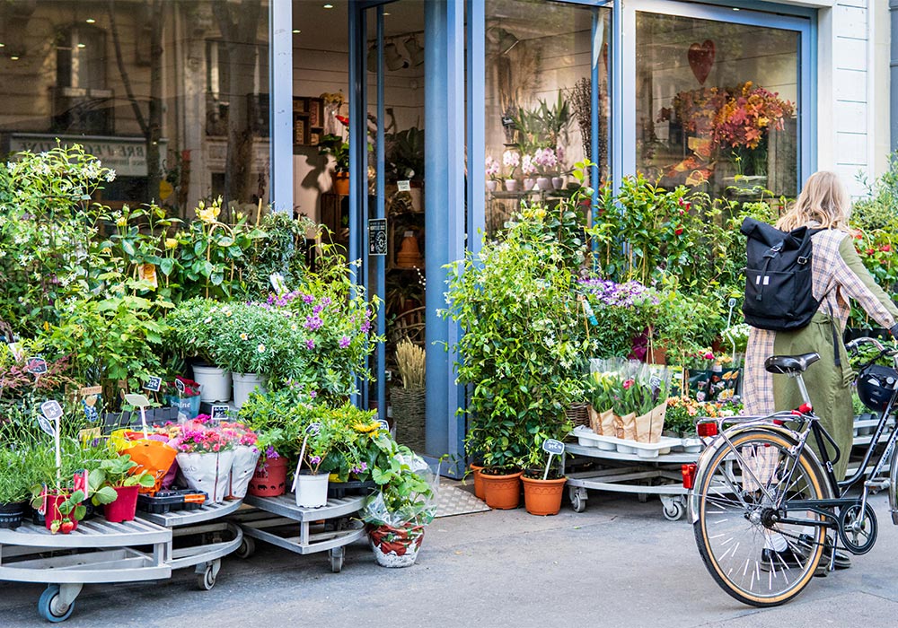 Devanture de la boutique de Pelican fleurs Paris