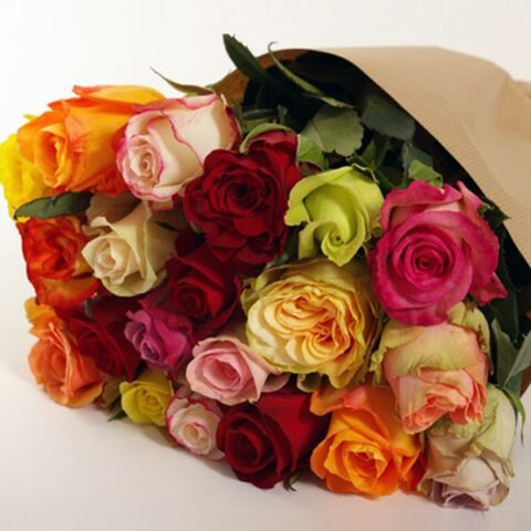 Bouquet de roses multicolores