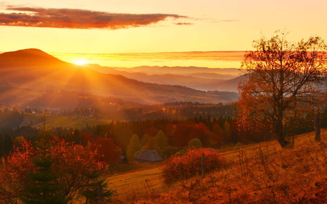 Sunrise in autumn highland